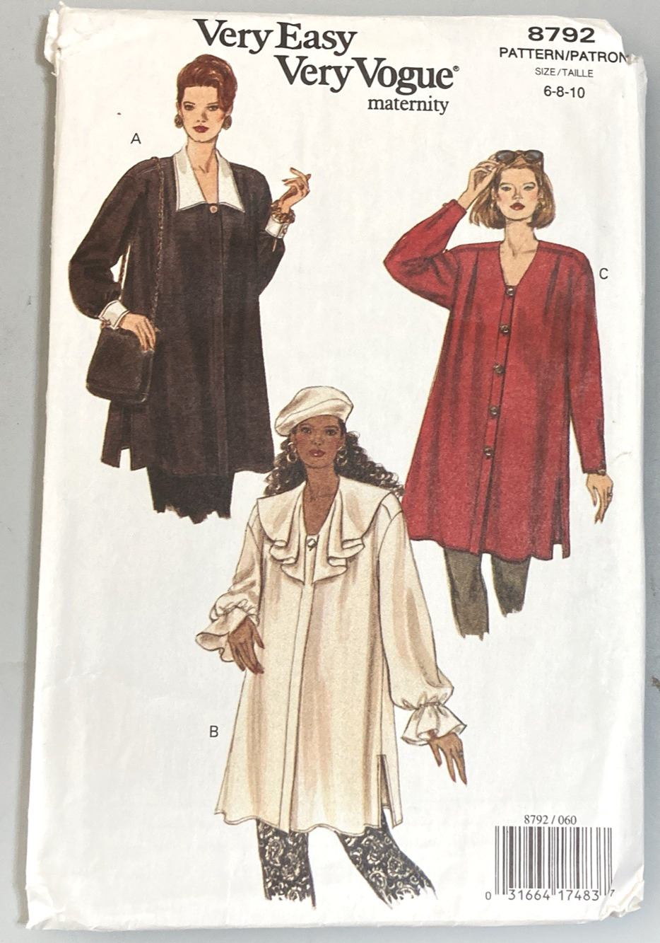 Vintage Vogue 8792 Pattern Misses Maternity Shirt Very Easy Vogue Sz 6-10 UNCUT